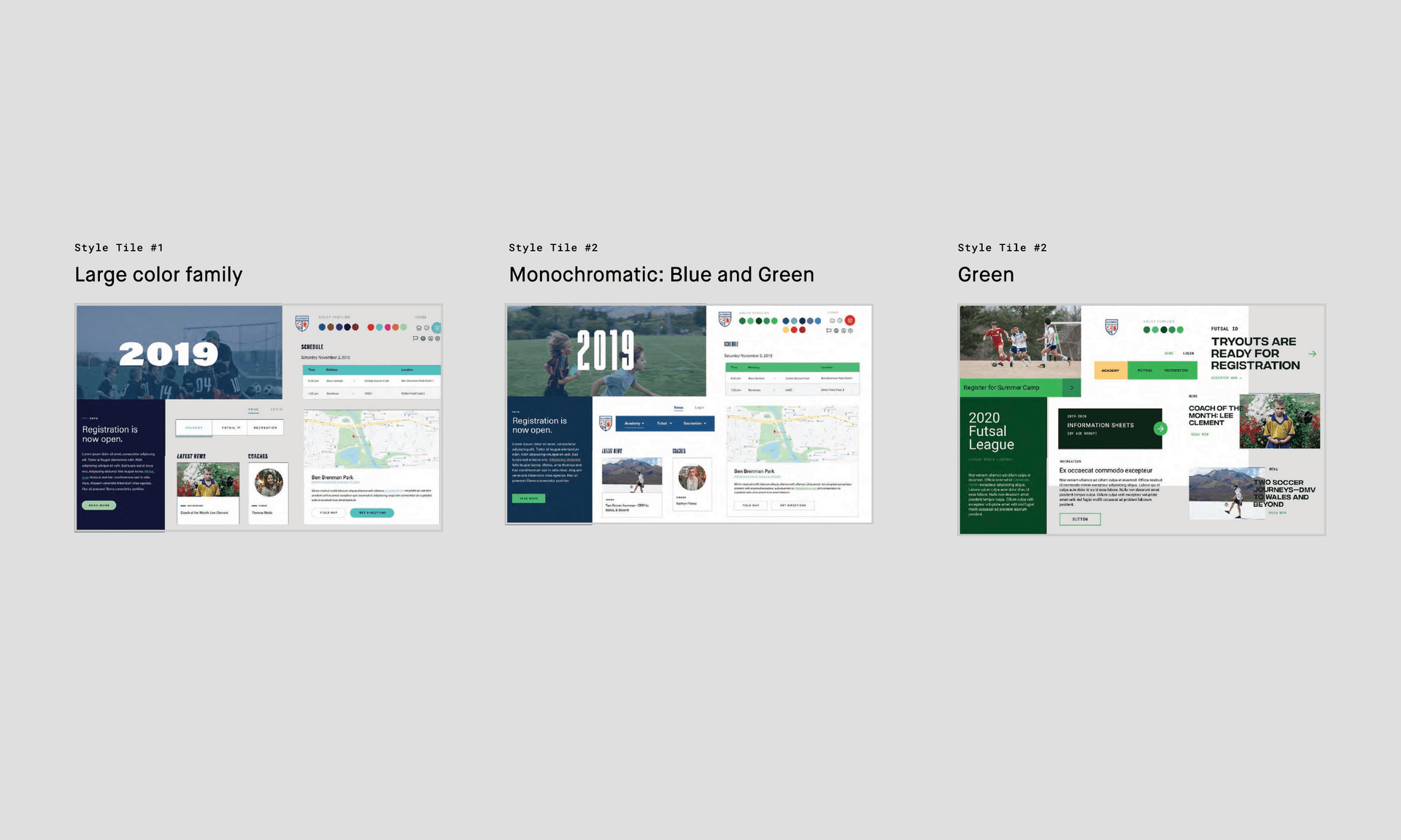 Three direction explorations side by side