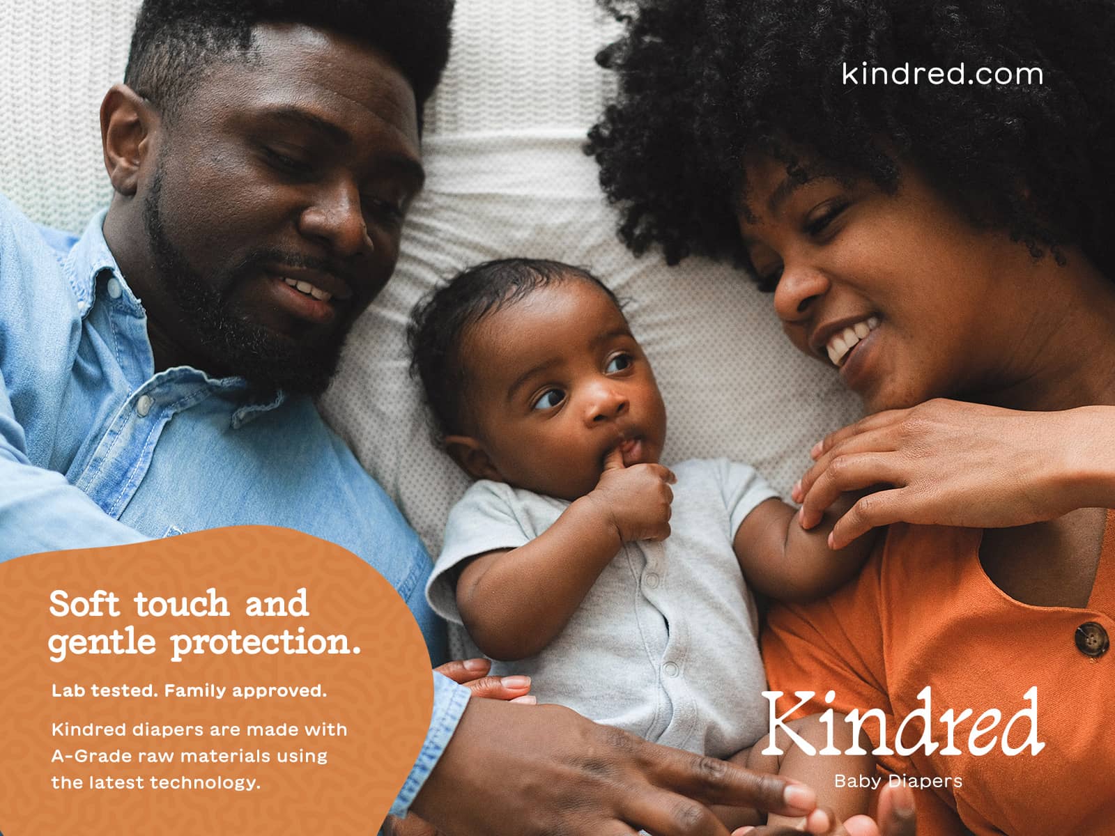 Kindred ad · "Soft touch and gentle protection. Lab tested. Family approved."