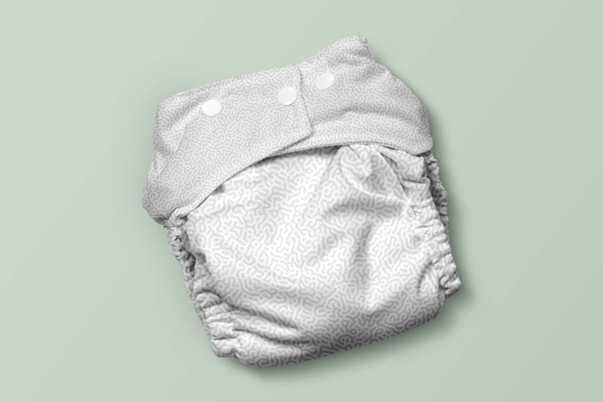 Reusable cloth diaper mockup · white