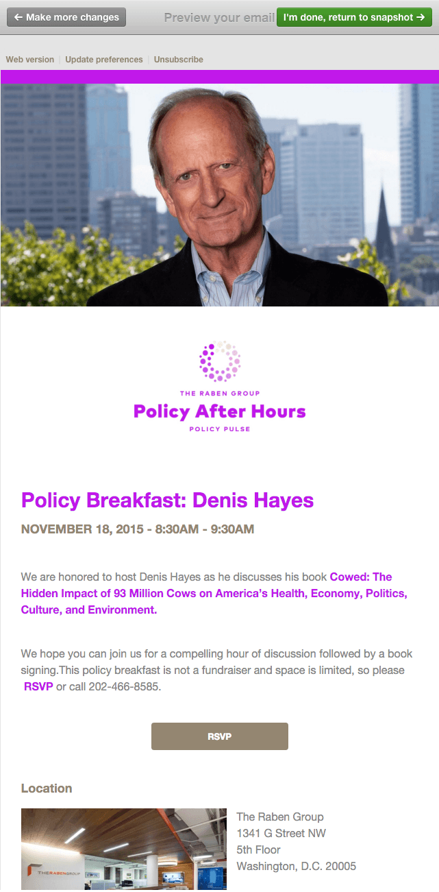 Policy After Hours email template · purple