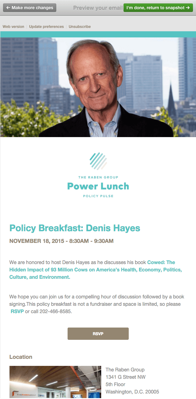 Power Lunch email template · teal