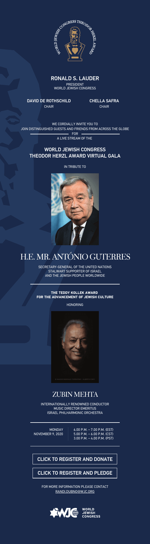 Theodor Herzl Award · printed invitation
