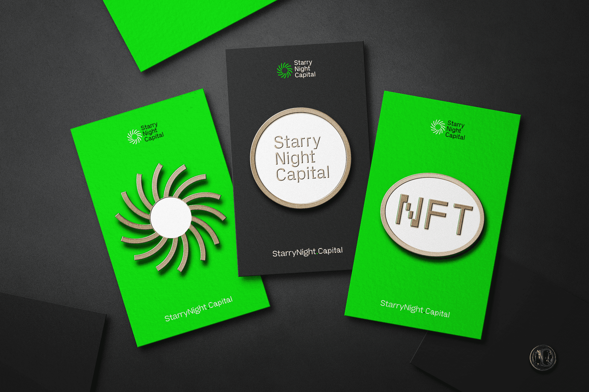 SNC enamel pin mockup