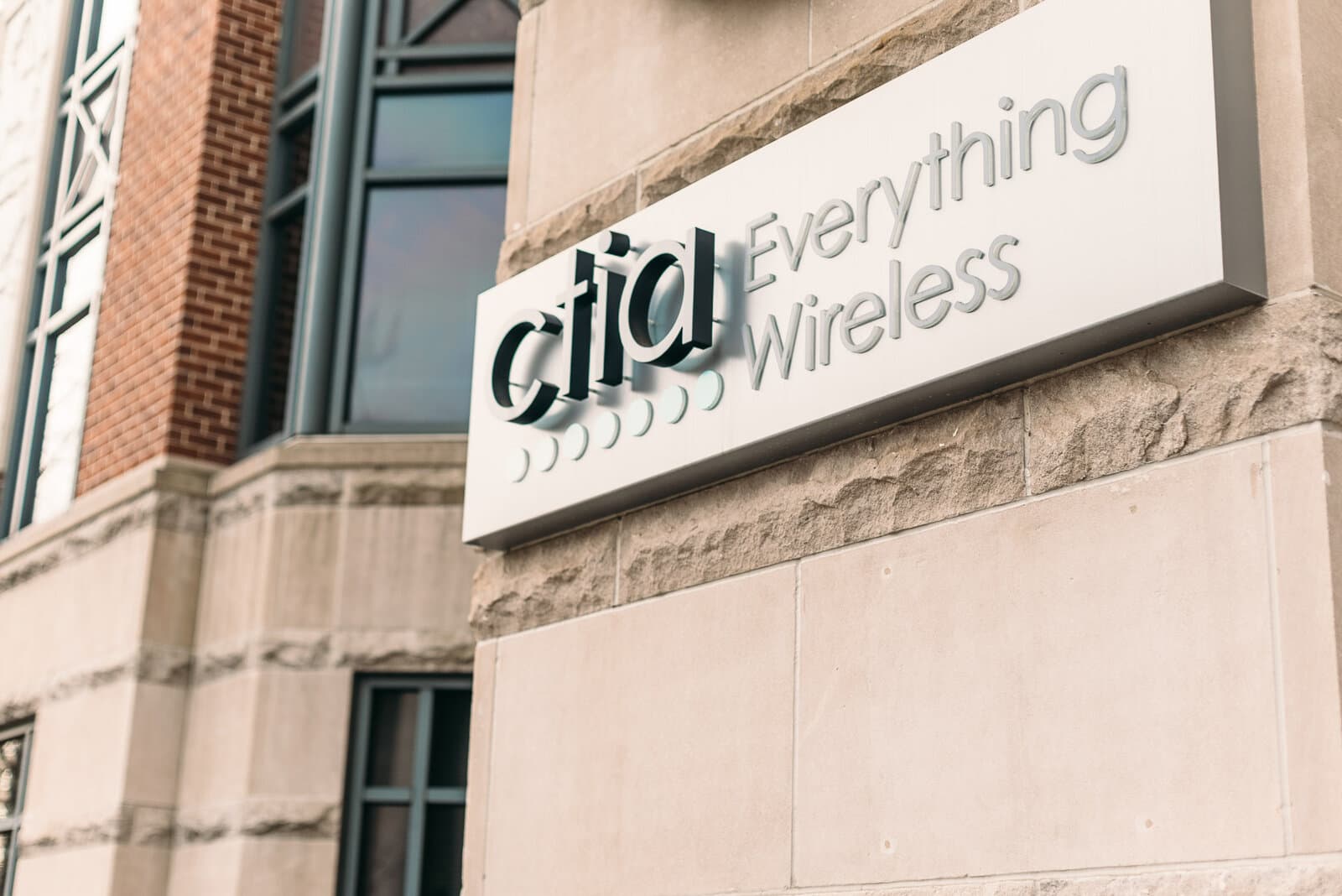 The CTIA Everything Wireless sign on the association’s building