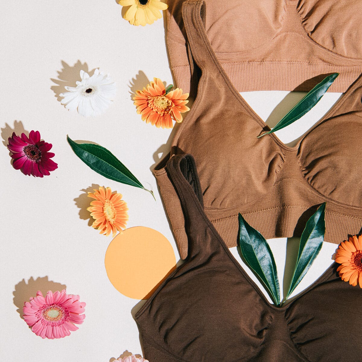 Naturally You post: a cami and brief with painted gerberas and foliage
