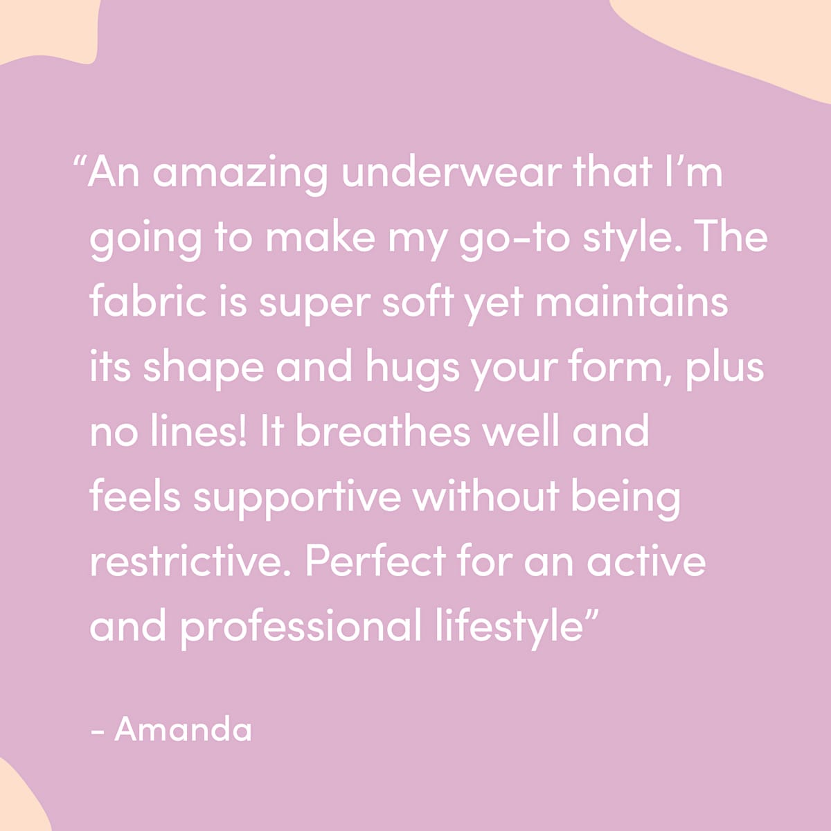 Review card on aubergine: a customer on fit and breathability, Amanda