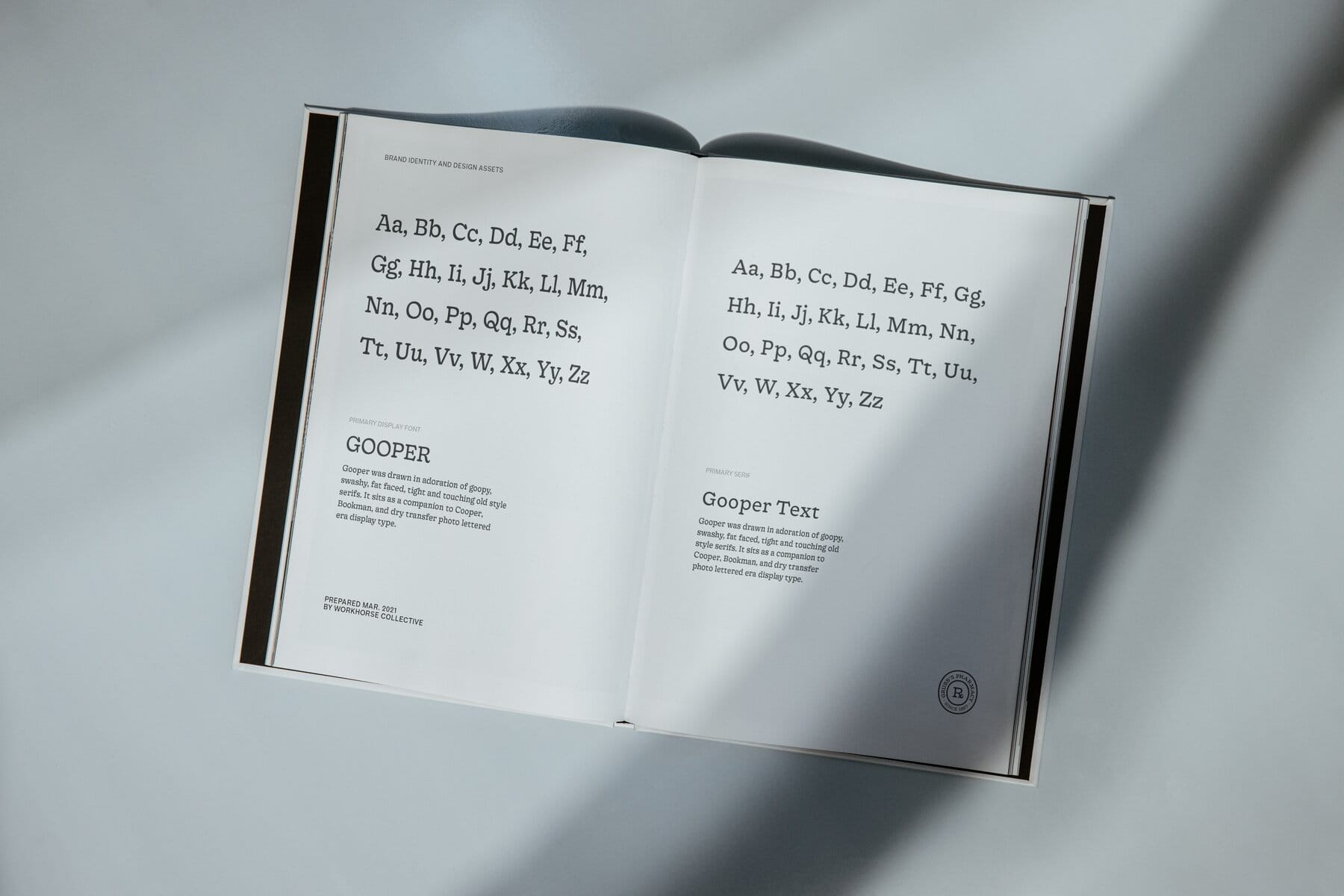 Brand book spread: the Gooper type specimen