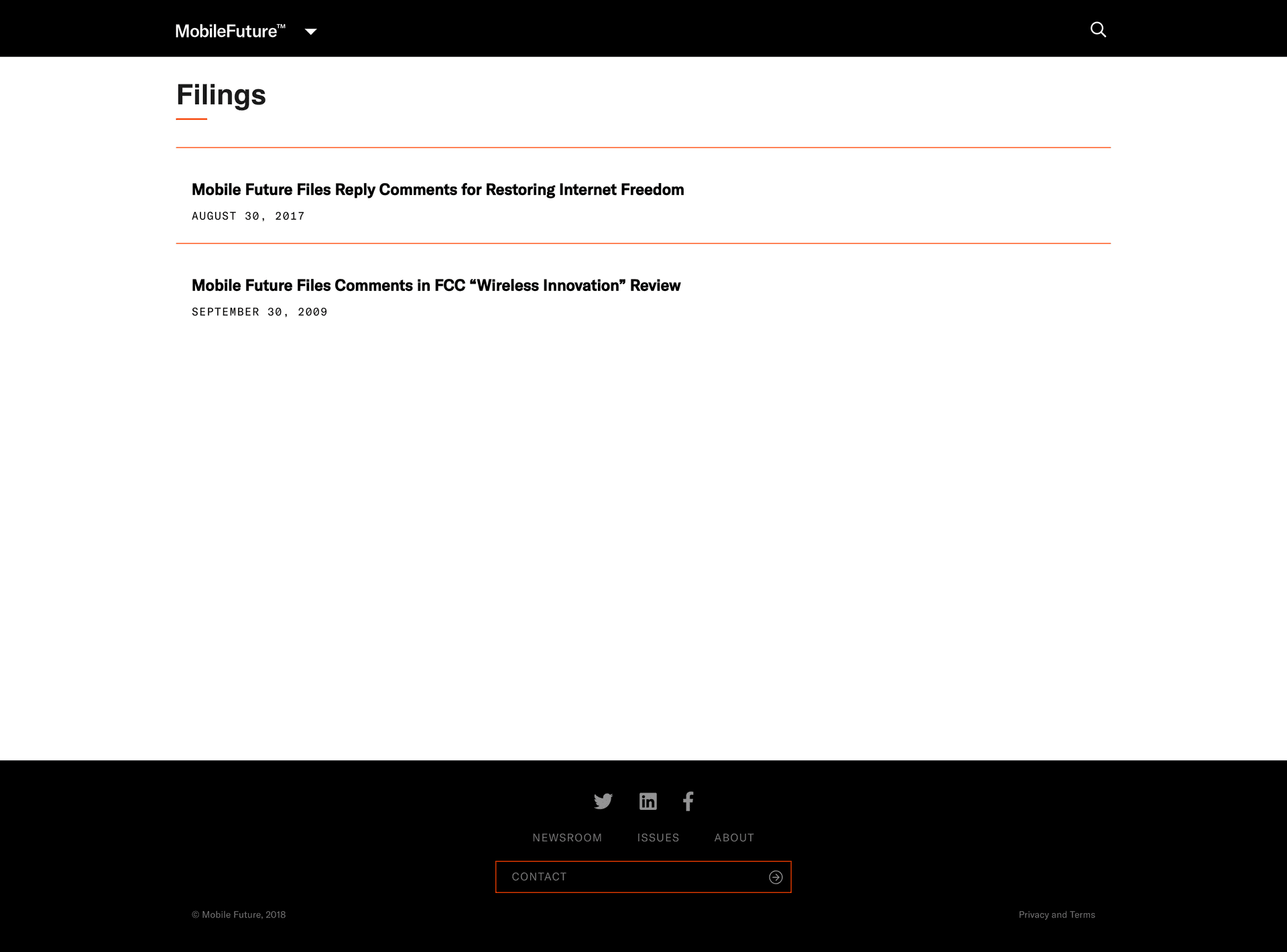 Live · filings index