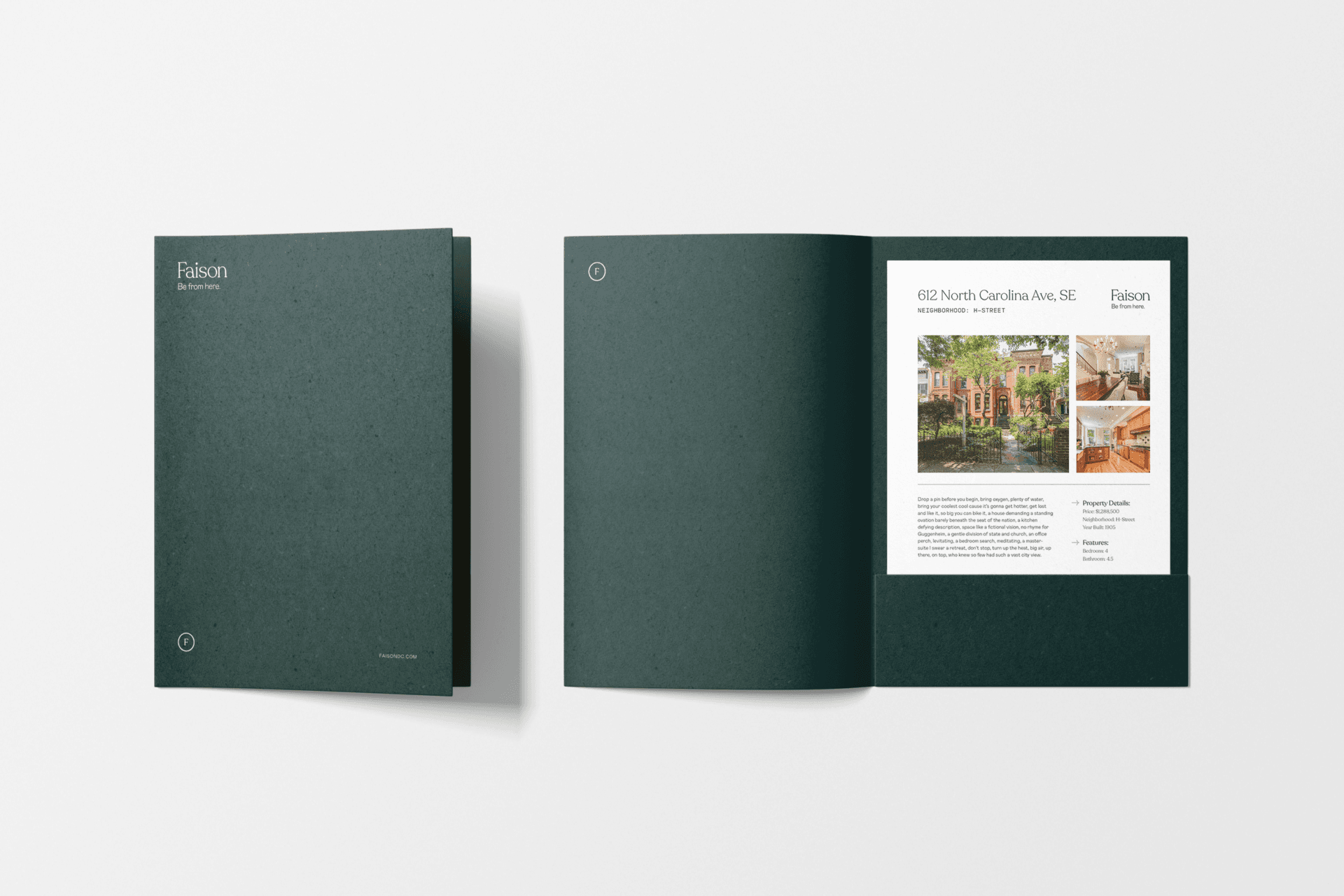 9 x 12 pocket folder with listing flyer
