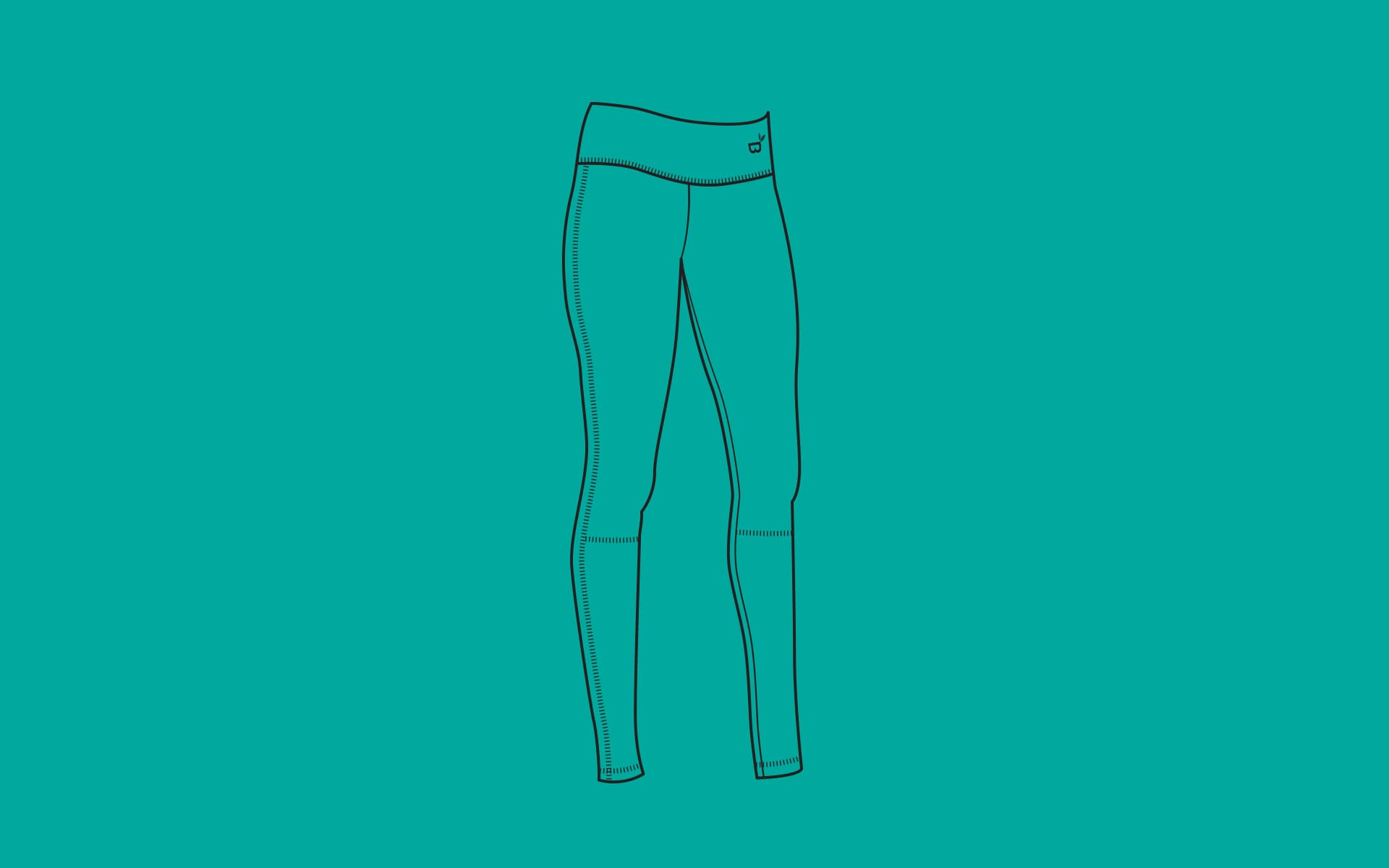 Line drawing of the Active leggings on teal