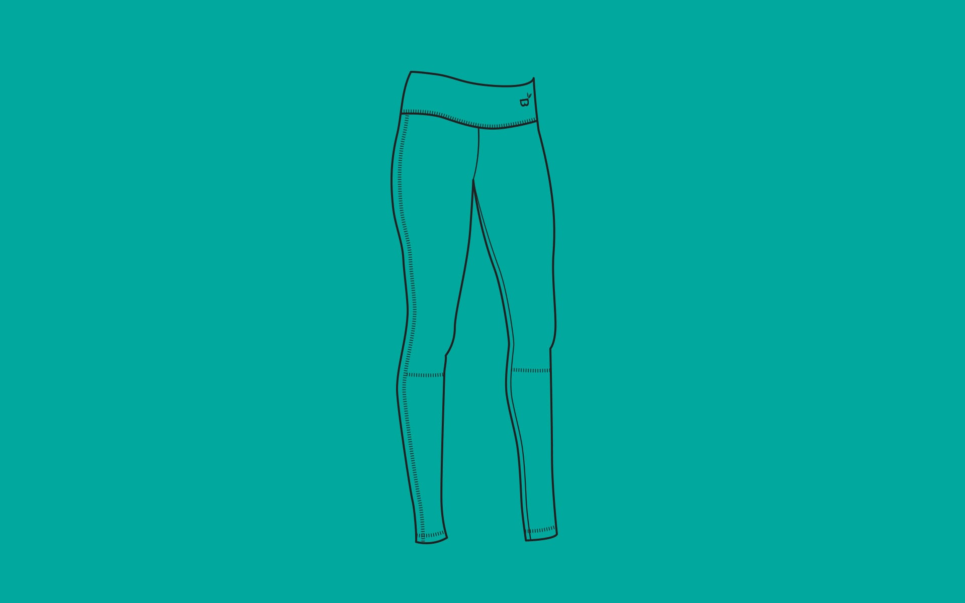 Line drawing of the Active leggings on teal