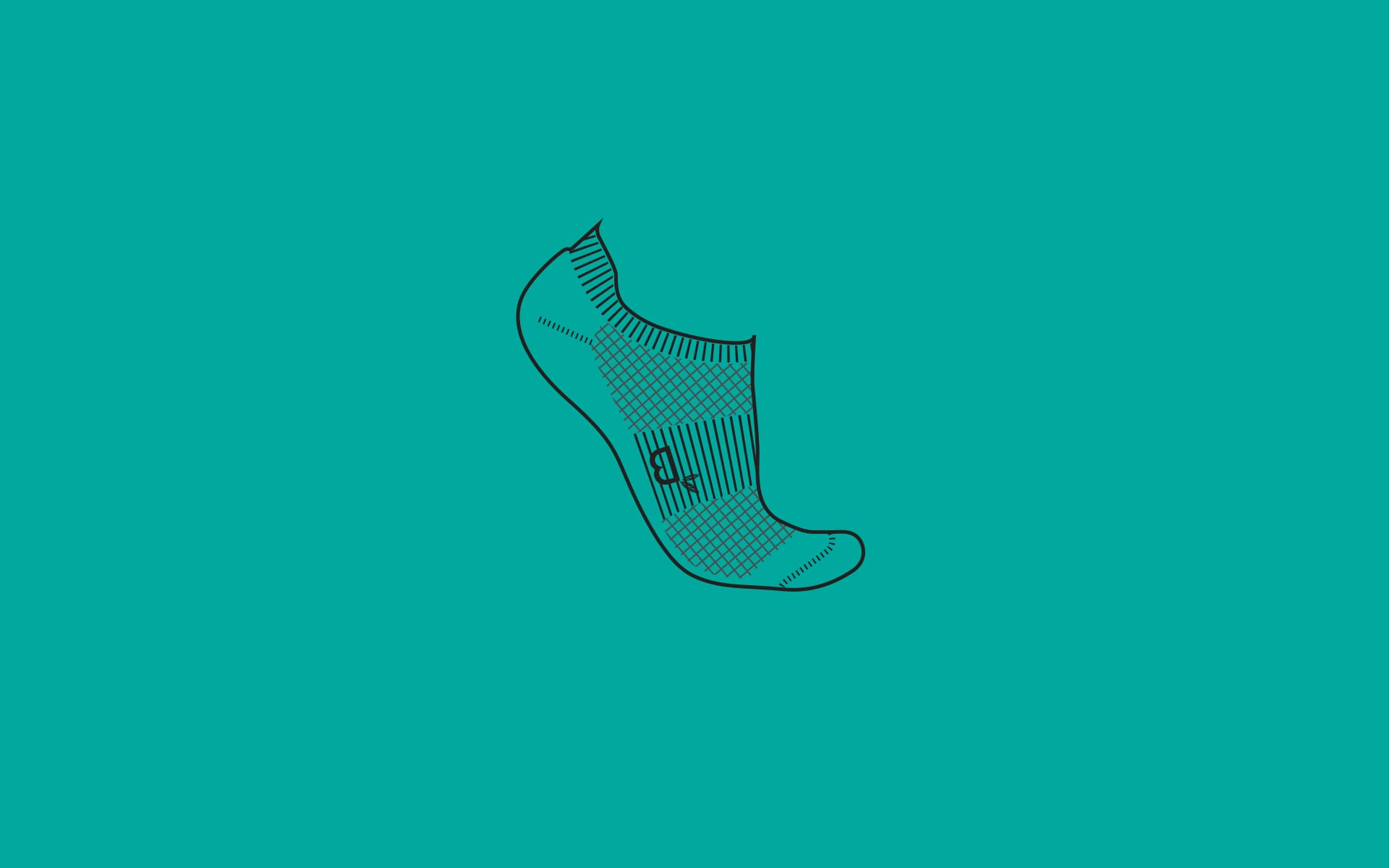 Line drawing of the Active socks on teal