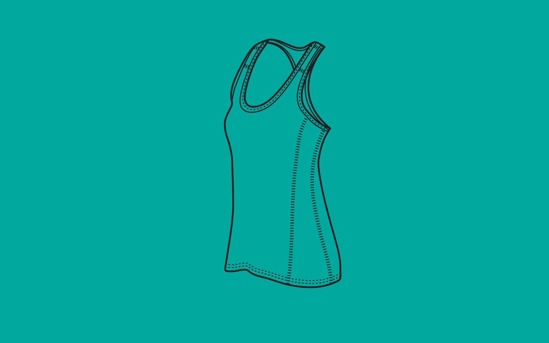 Line drawing of the Active tank on teal