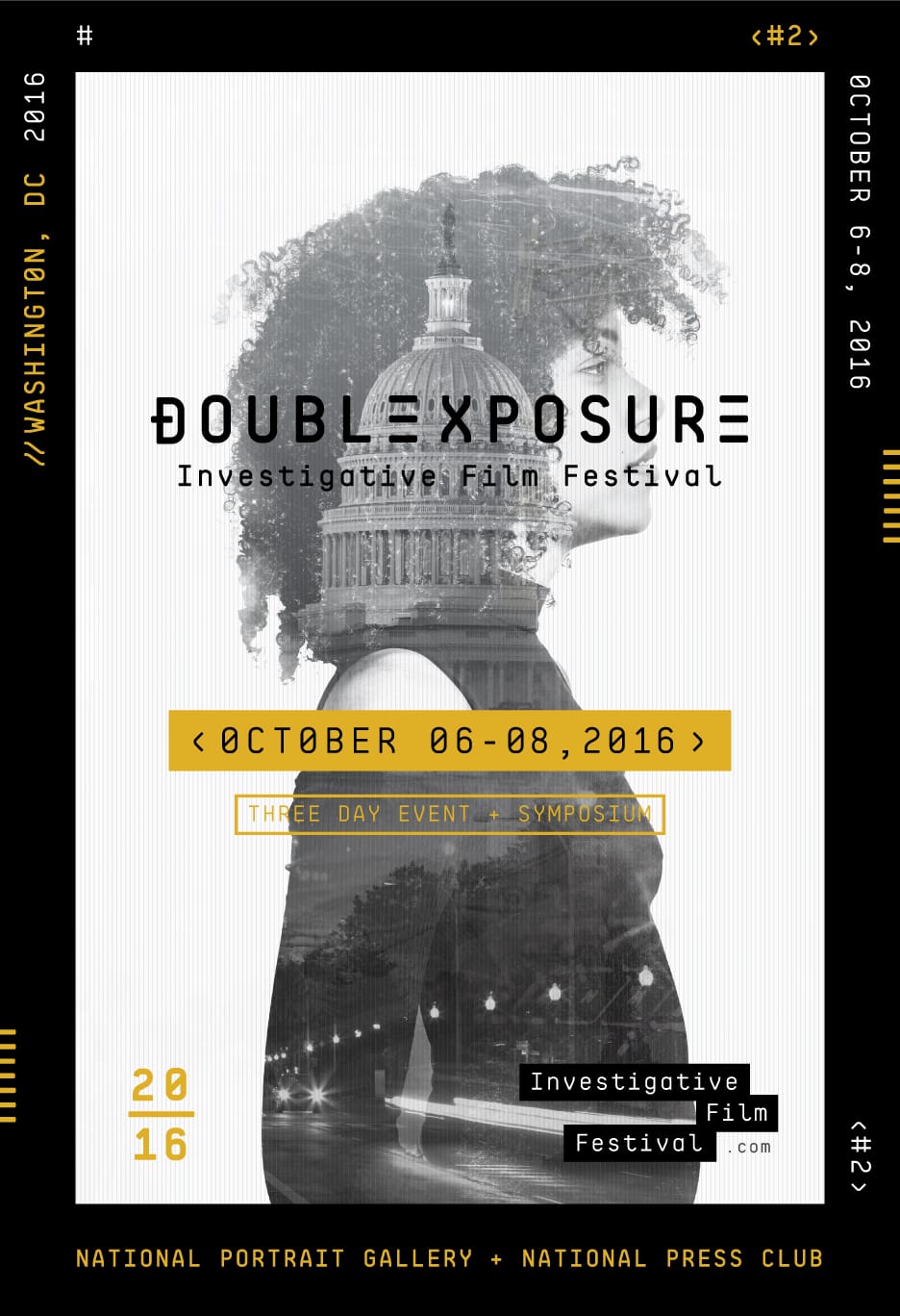The 2016 poster: the festival name over a double-exposed portrait of a woman and the Capitol