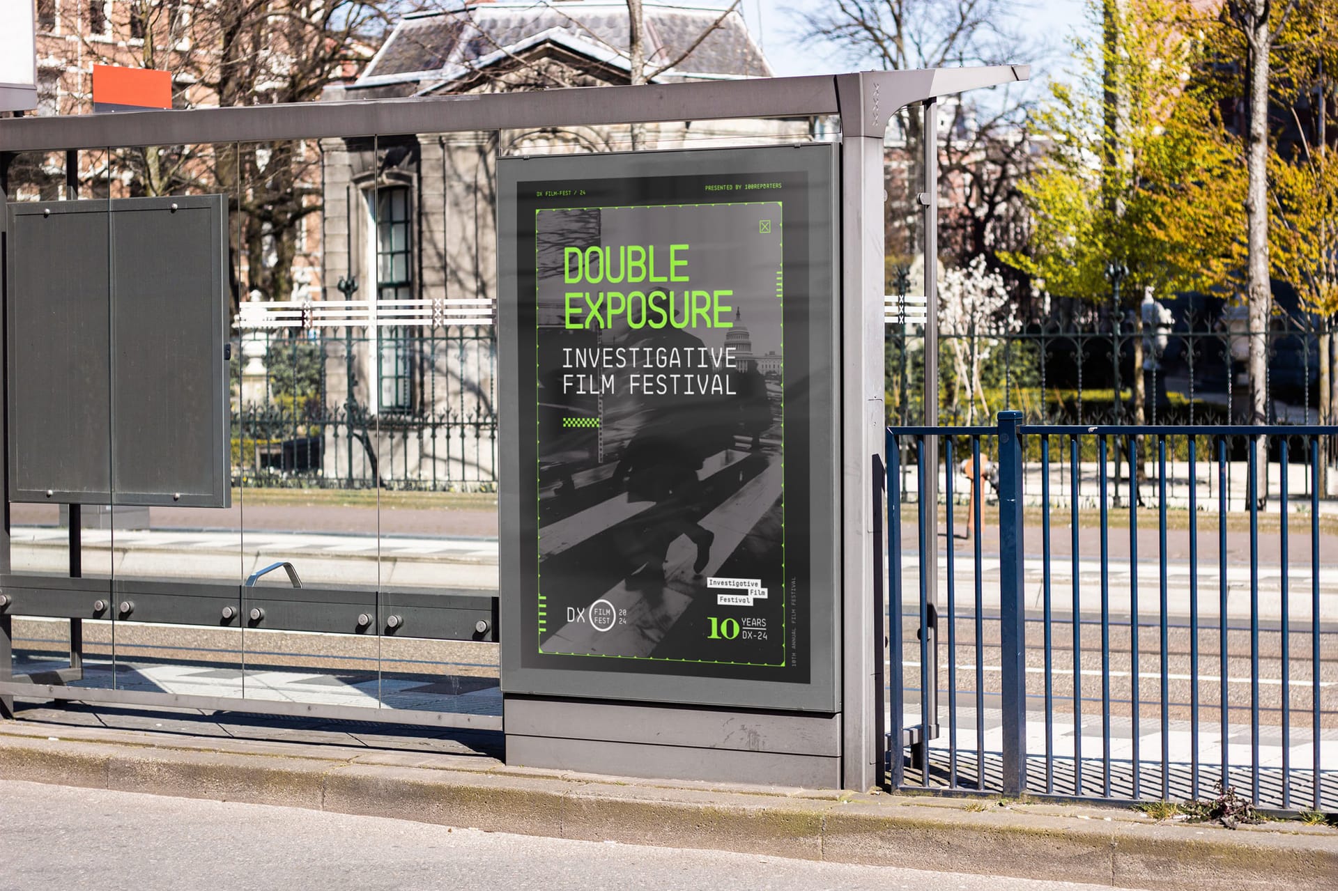 The 2024 poster in a bus shelter
