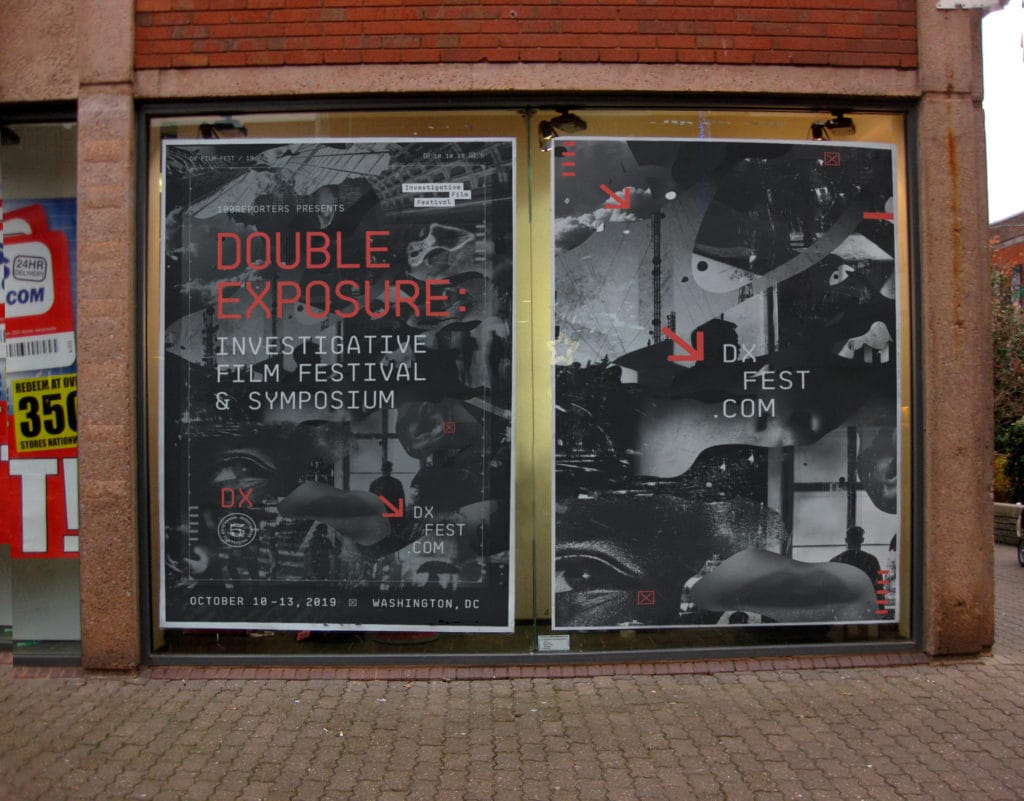 The 2019 posters in a storefront window