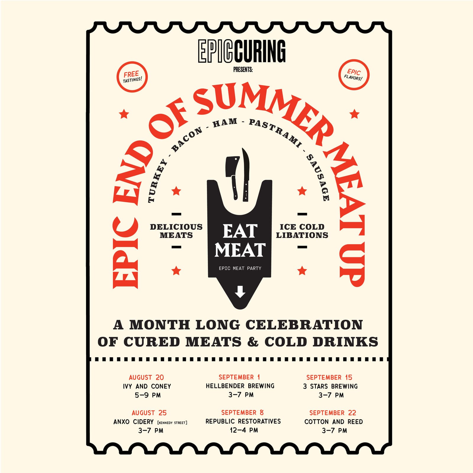 Meat Up poster variant designed as a ticket stub