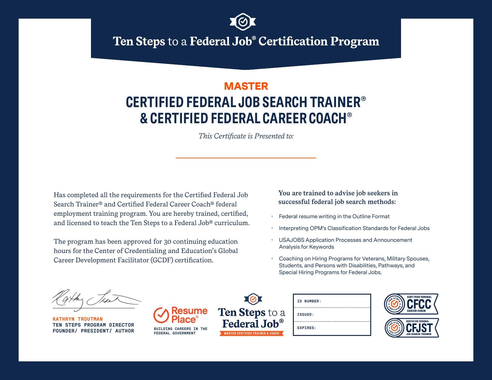 Trainer certificate