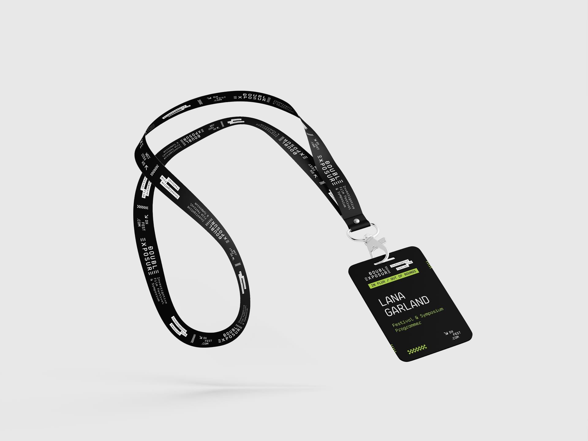 A festival lanyard and badge