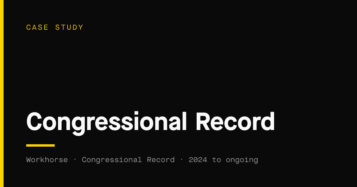 Congressional Record. Case study by Workhorse